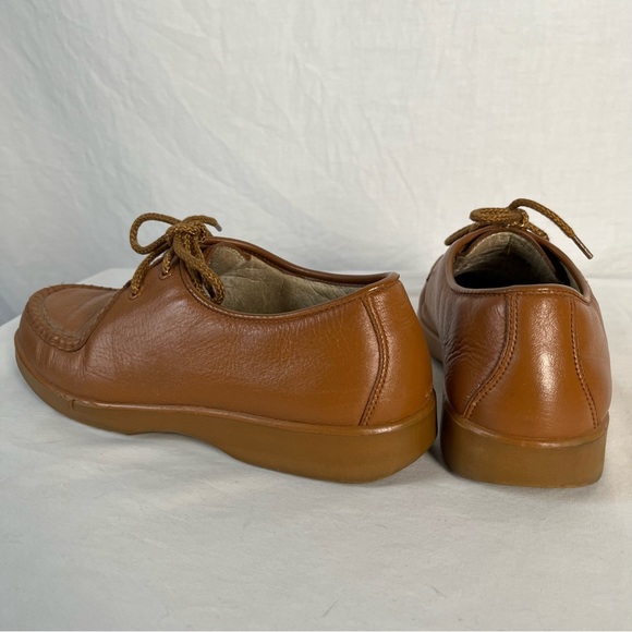 Vintage 70s Florsheim Comfortech men’s 9EEE beige leather derbies rubber soles - Picture 5 of 16